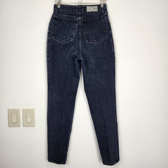 Bongo Vintage 80s Tapered High Rise Jeans Juniors 9 Dark Navy Blue Cotton Denim - Picture 2 of 10